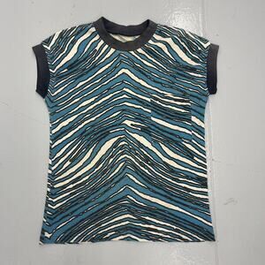 Vintage 60s Zebra Pattern Blue/White Pocket Tank Top